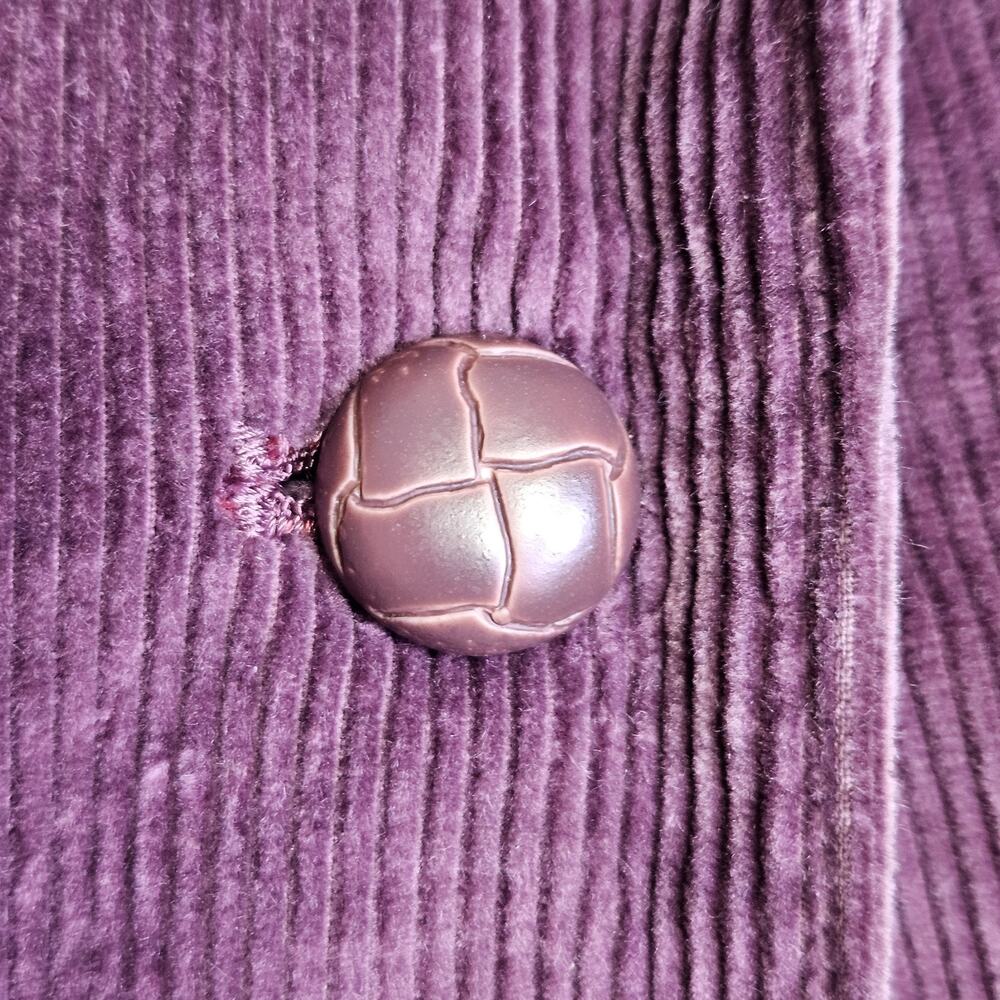 VTG 70s 80s Womens 12 Blazer Corduroy Jacket Japan Leather Button Plum Purple - Picture 11 of 16